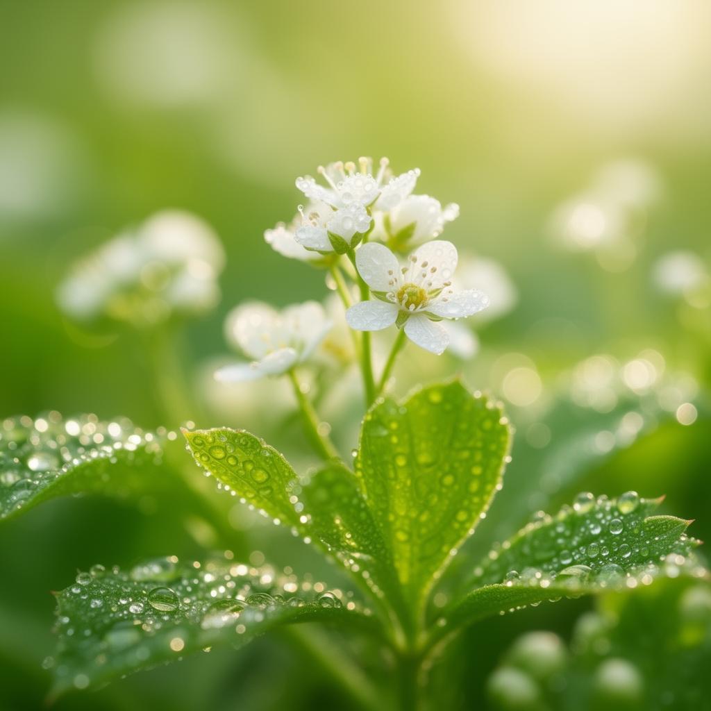 Fleurs blanches sur feuillage vert